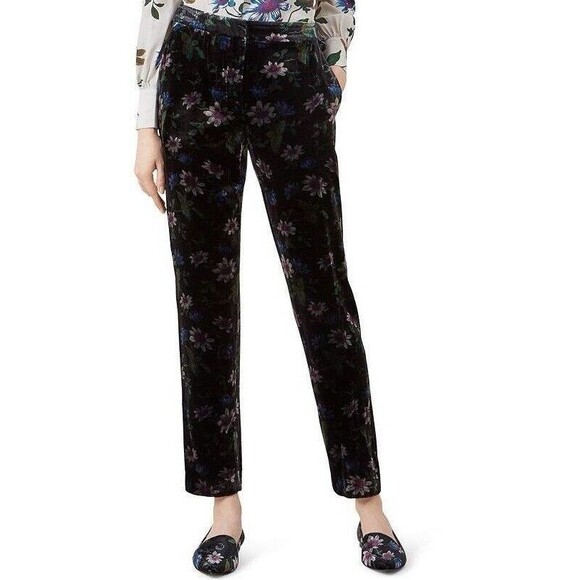 Silk Blend Hobbs Palace Collection Passion Flower Trouser Pants Floral Velvet 8